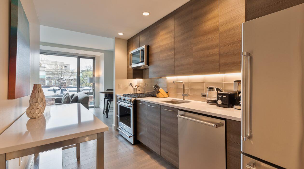 Stylish kitchen at 30 Dalton by Compass Furnished Apartments