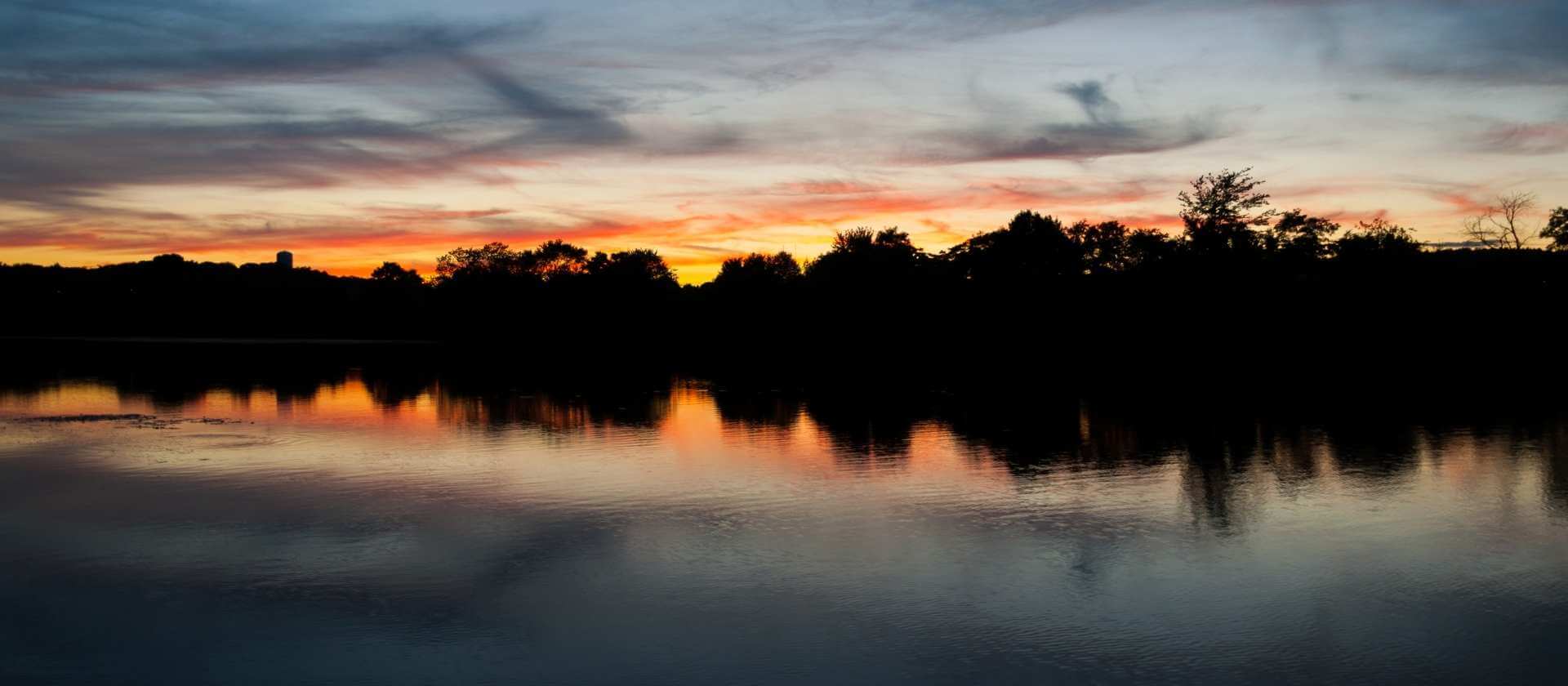 Sunset over the water