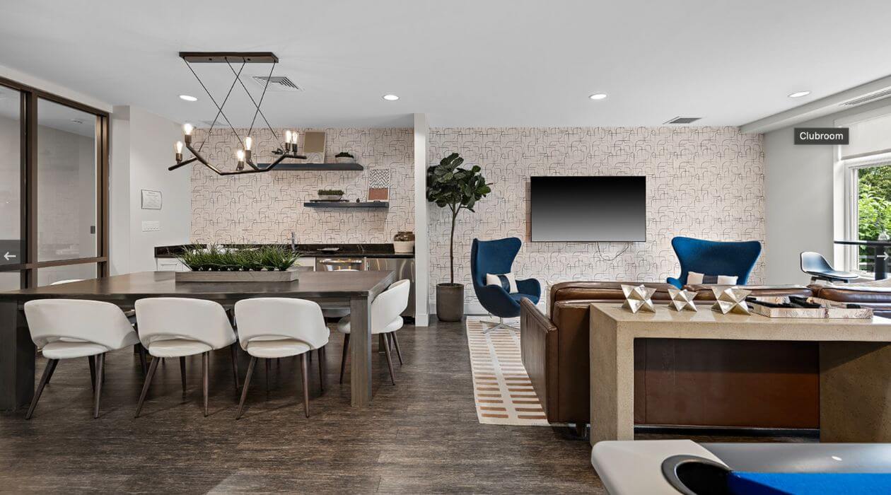 Clubroom at Chroma furnished by Compass Furnished Apartments
