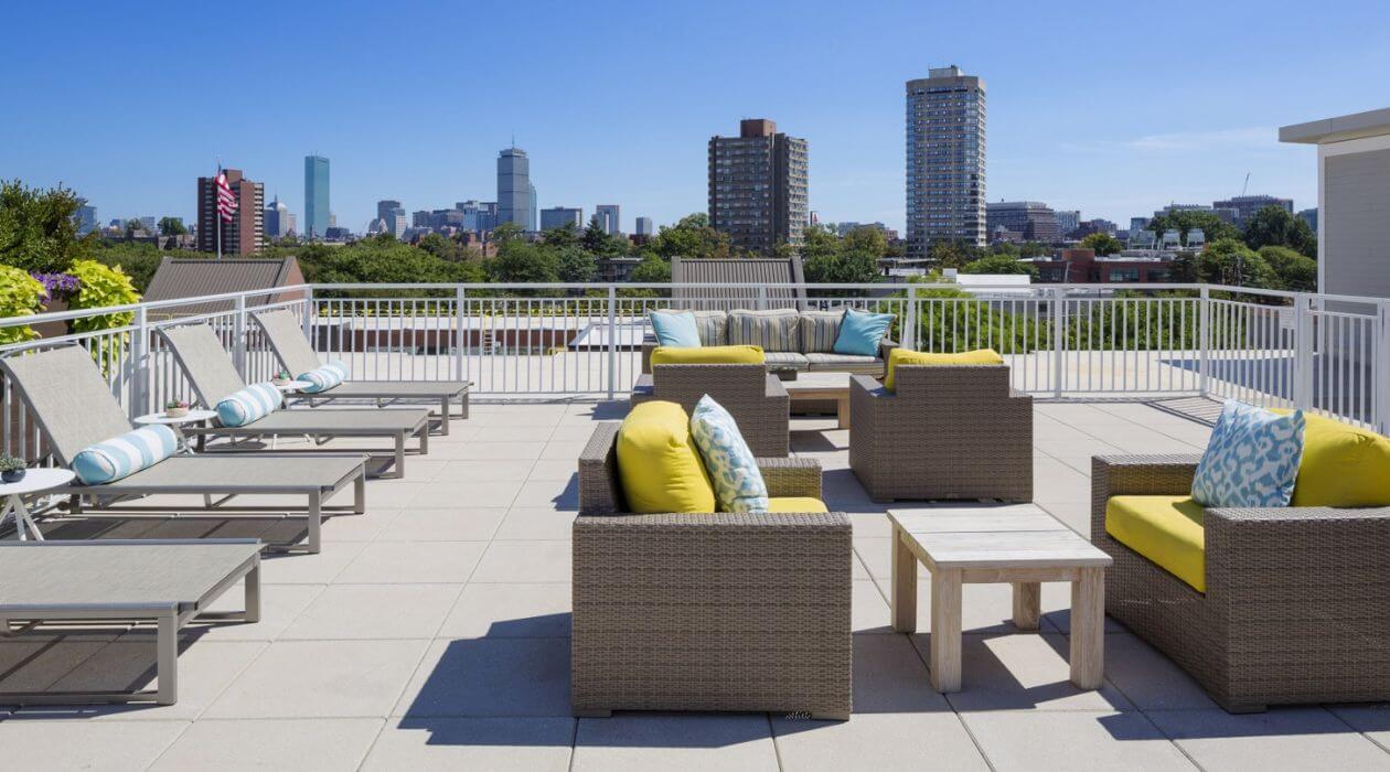 Rooftop terrace at Compass Furnished Apartments’ Chroma property