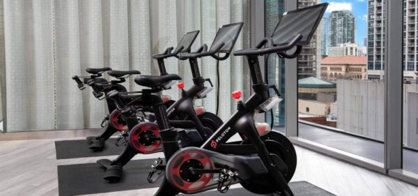 Fitness center at State & Chestnut, a Compass Furnished Apartments property