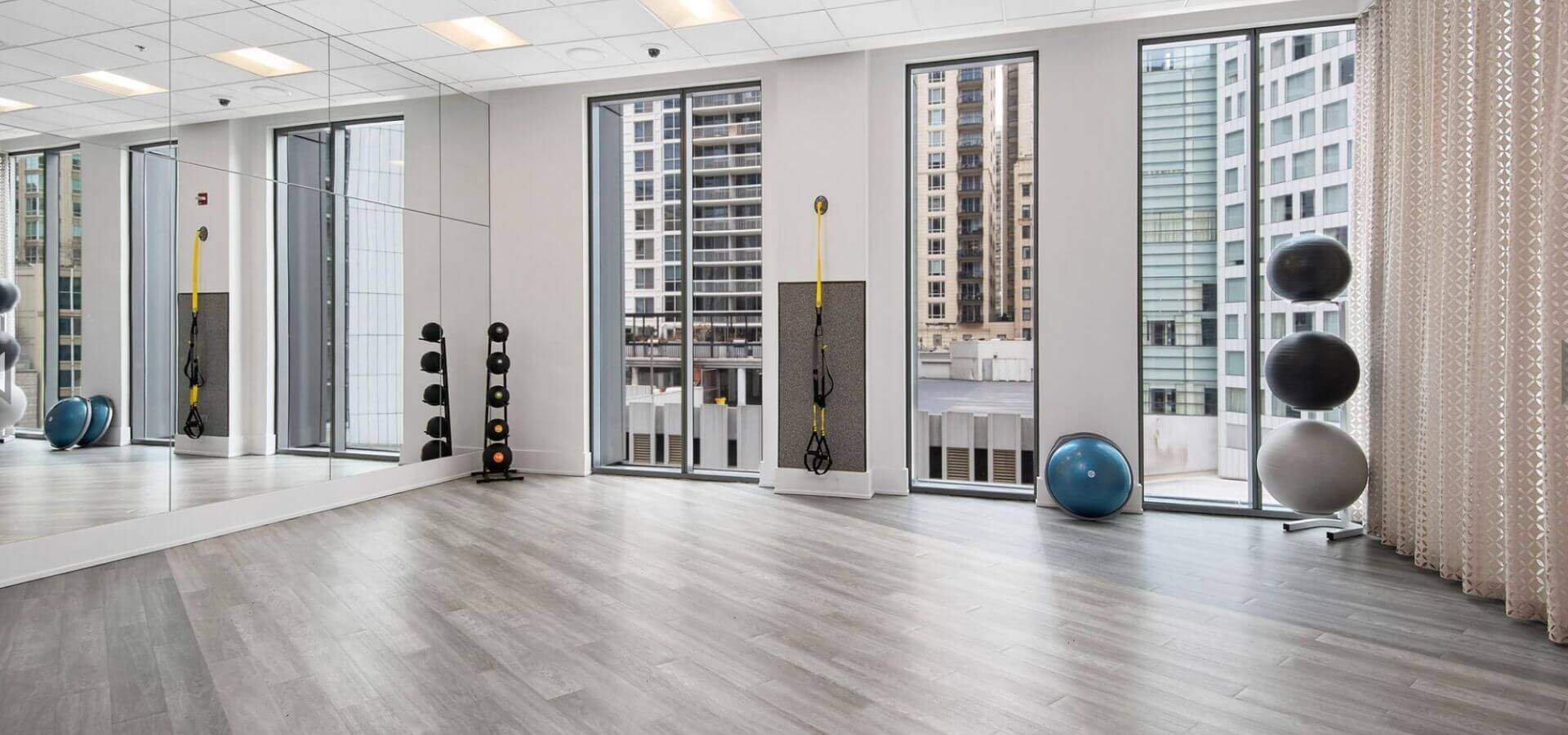 Yoga center at State & Chestnut, a Compass Furnished Apartments property