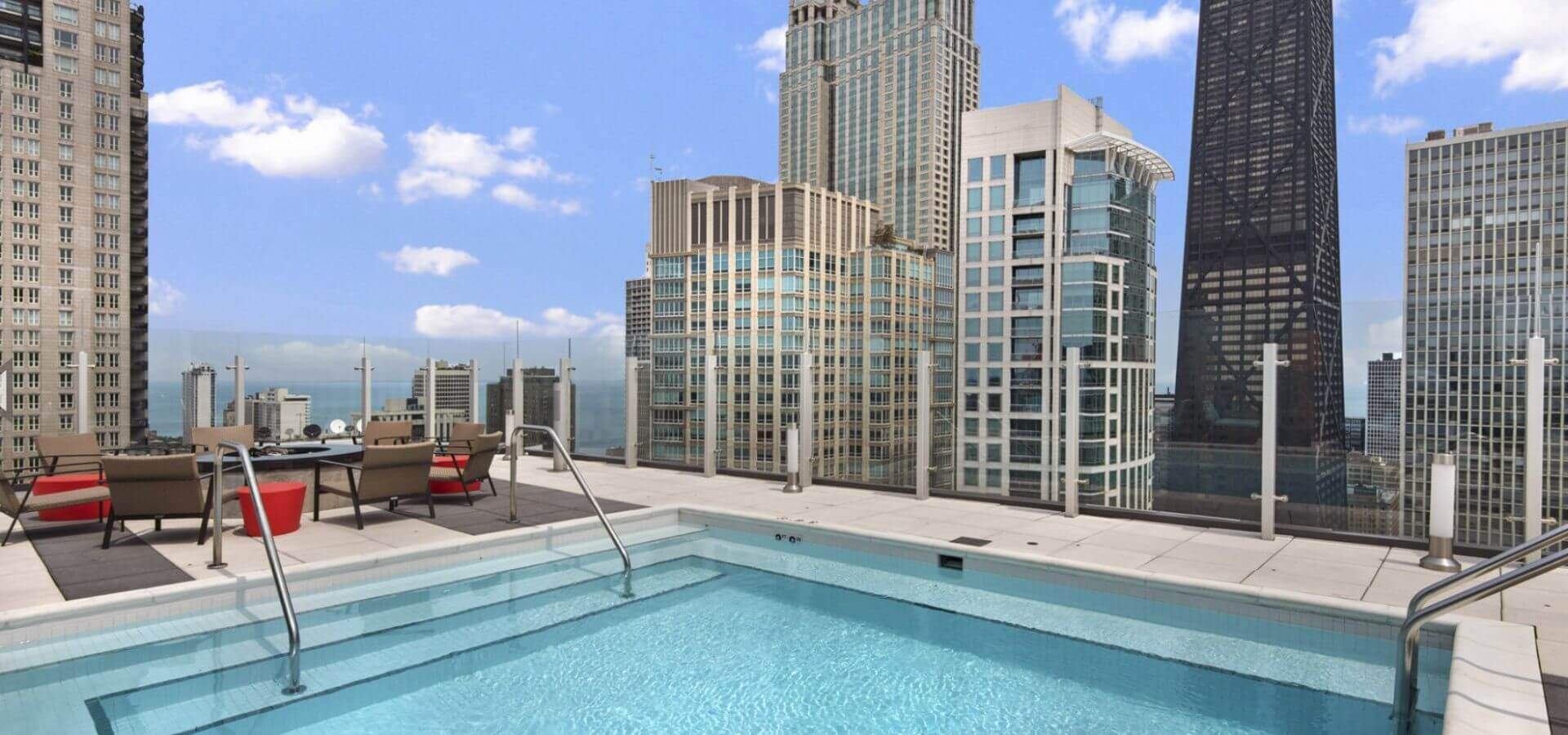 Rooftop pool at State & Chestnut, a Compass Furnished Apartments property
