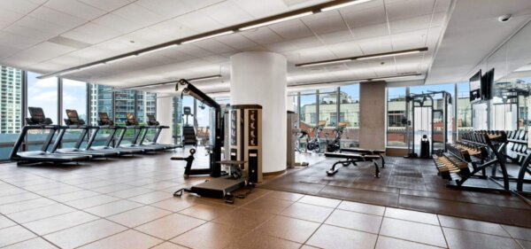 Fitness Gym at Hubbard Place, a Compass Furnished Apartments property