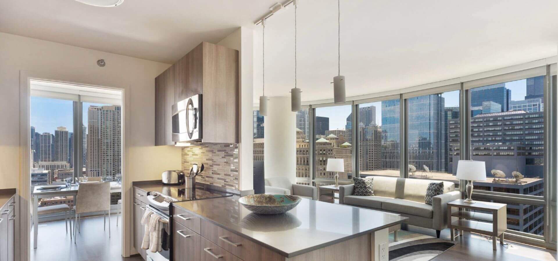 Kitchen at Catalyst in Chicago, a Compass Furnished Apartments property