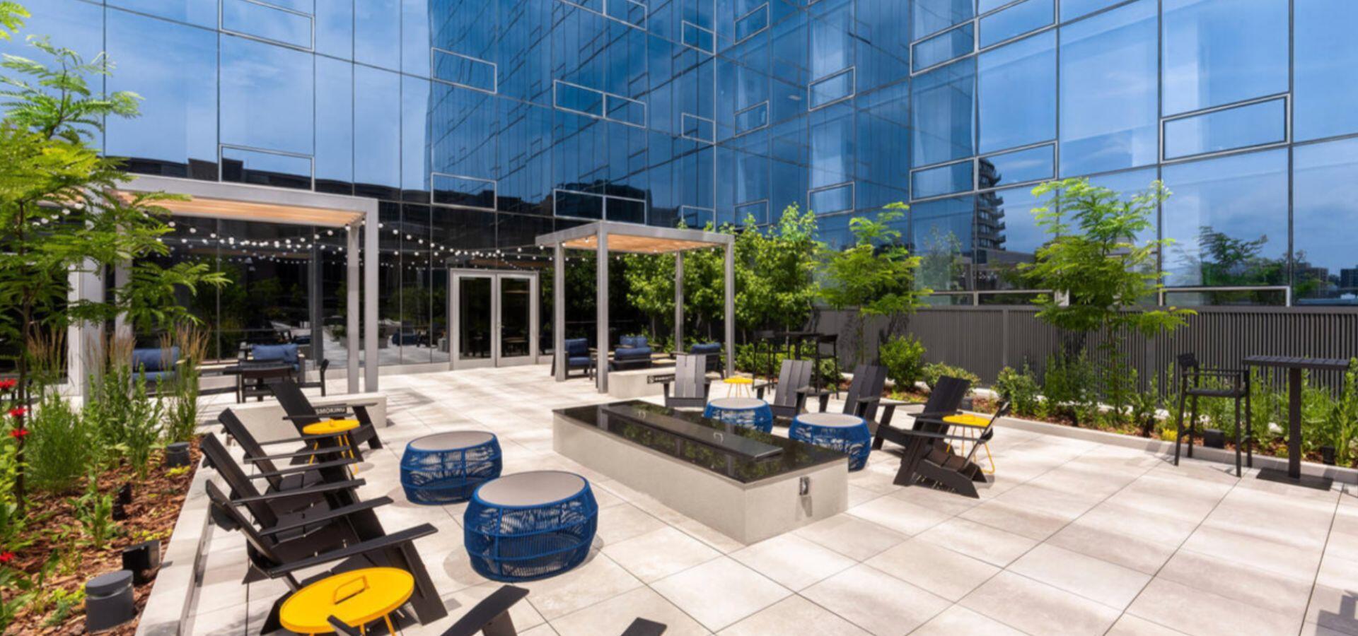 Outdoor courtyard at Atlantic Station West, a Compass Furnished Apartments residence