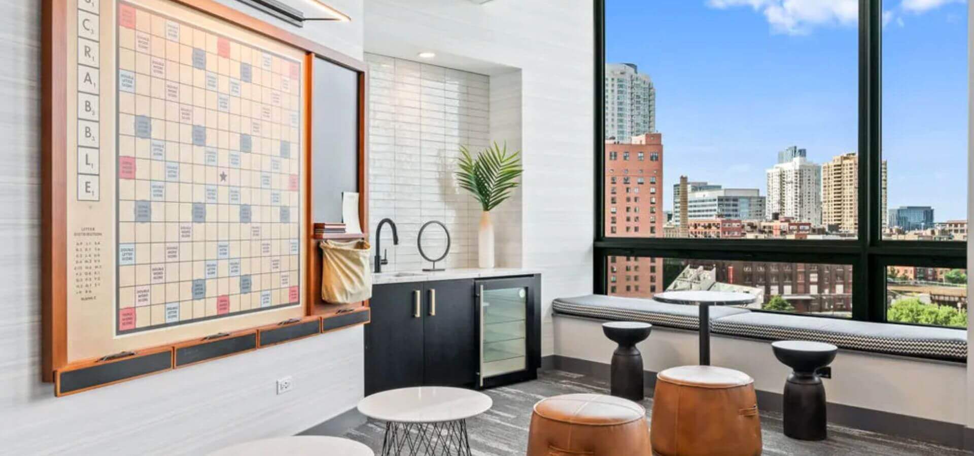 Game hall at Hubbard Place, a Compass Furnished Apartments property