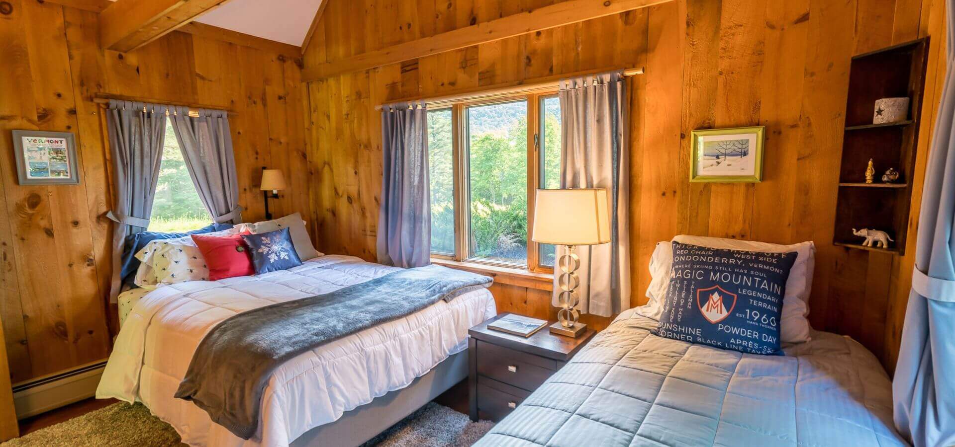 A cozy twin bedroom at 1292 Middletown by Compass Furnished Apartments