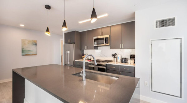 Upscale kitchen at 3Thirty3 by Compass Furnished Apartments