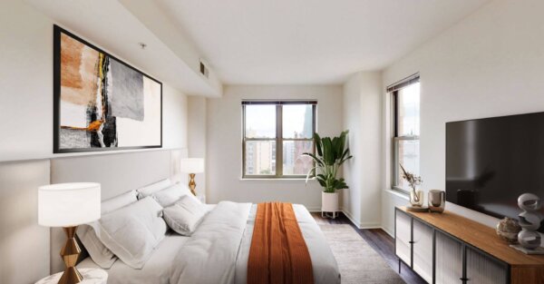 Stylish bedroom at Andover House by Compass Furnished Apartments