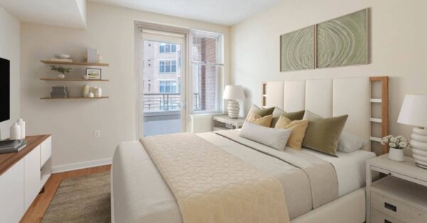 Modern bedroom at 2400 M by Compass Furnished Apartments