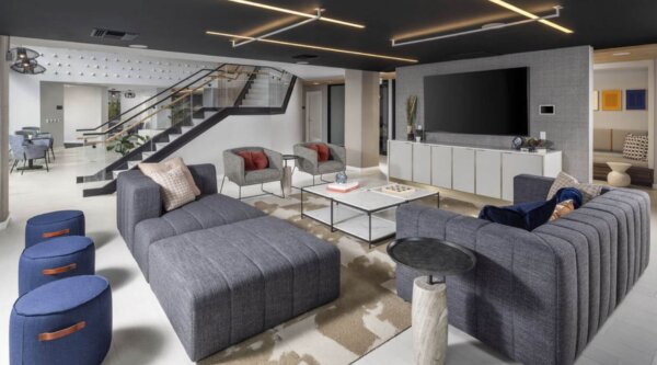 Modern lounge space at The 305 – Compass Furnished Apartments