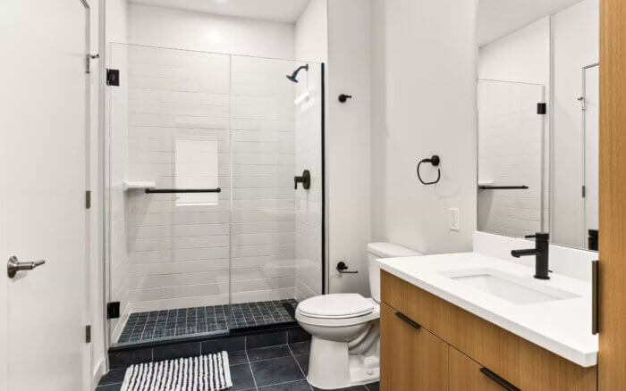 Bright bathroom at 51 South | Compass Furnished Apartments