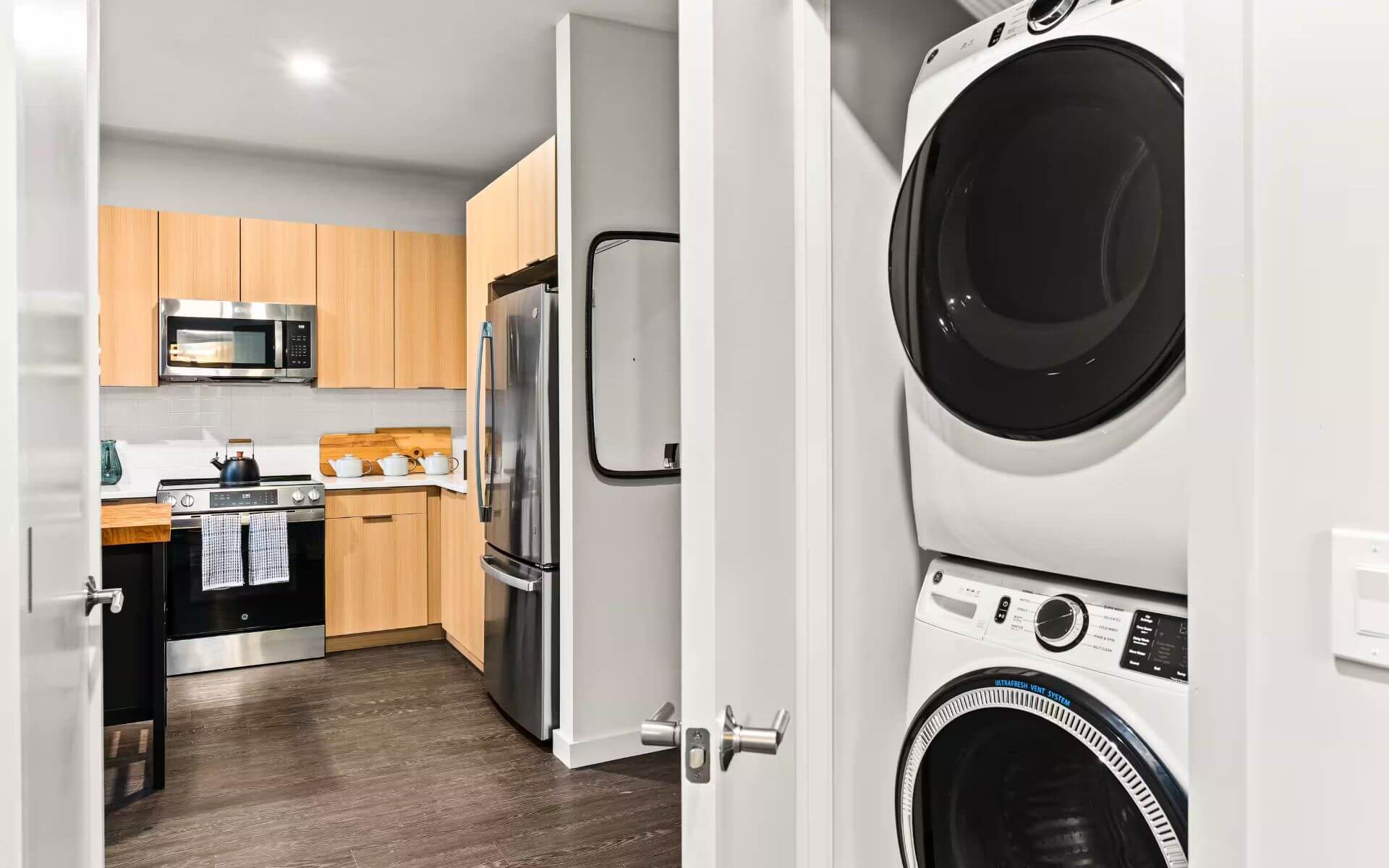 Modern kitchen at 51 South by Compass Furnished Apartments