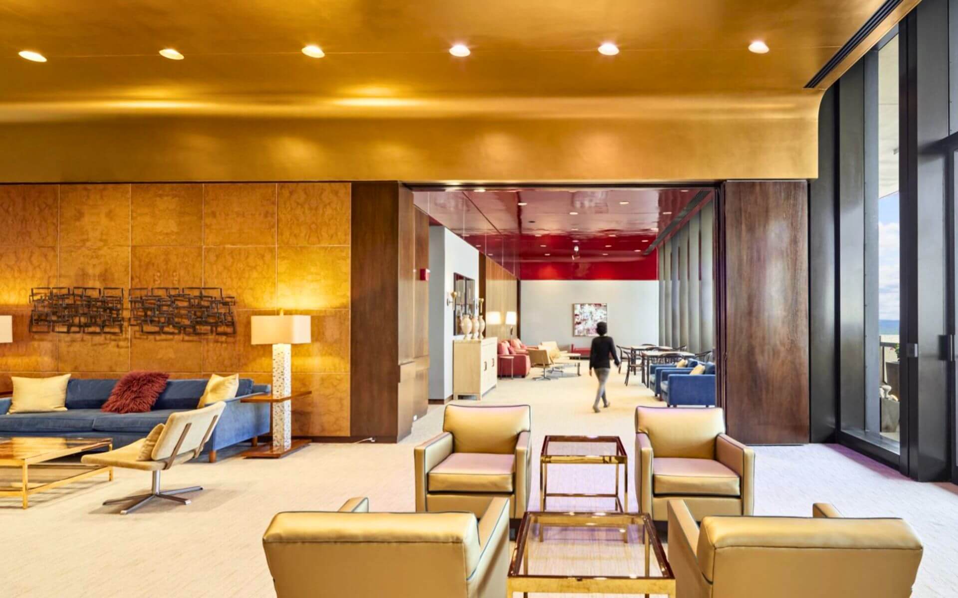 Elegant resident lounge at 777 Main by Compass Furnished Apartments