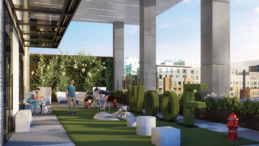 Hub50House WoofDeck amenity on-site dog park for dogs Hub50House furnished temporary apartments WoofDeck amenity on-site dog park for dogs